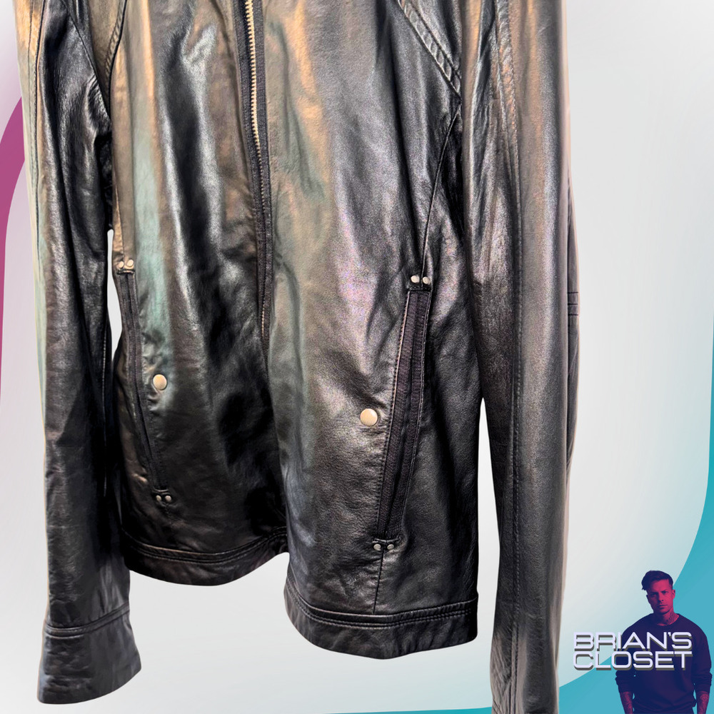DIESEL Men's Leather Motorcycle Jacket in Black - L - Picture 15 of 15